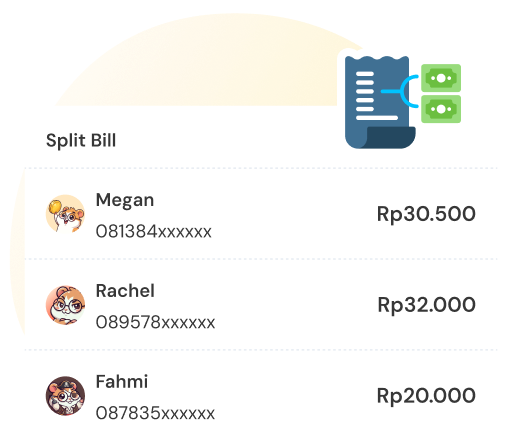 Daftar split bill dengan teman-teman